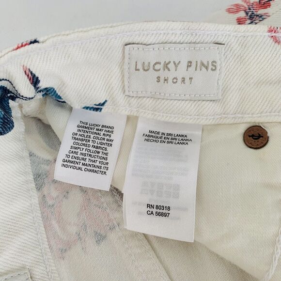 Lucky Brand Shorts Women 24 White Denim Floral Pink Jean Preppy Boho Festival - Picture 4 of 8